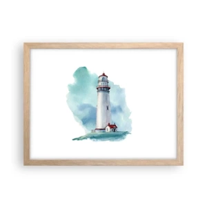 Poster în ramă de stejar deschis - Sora blândă a albastrului - 40x30 cm