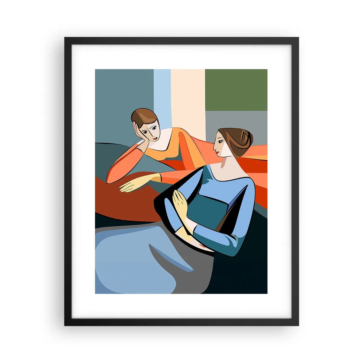 Poster în ramă neagră - Un moment de confidențe - 40x50 cm