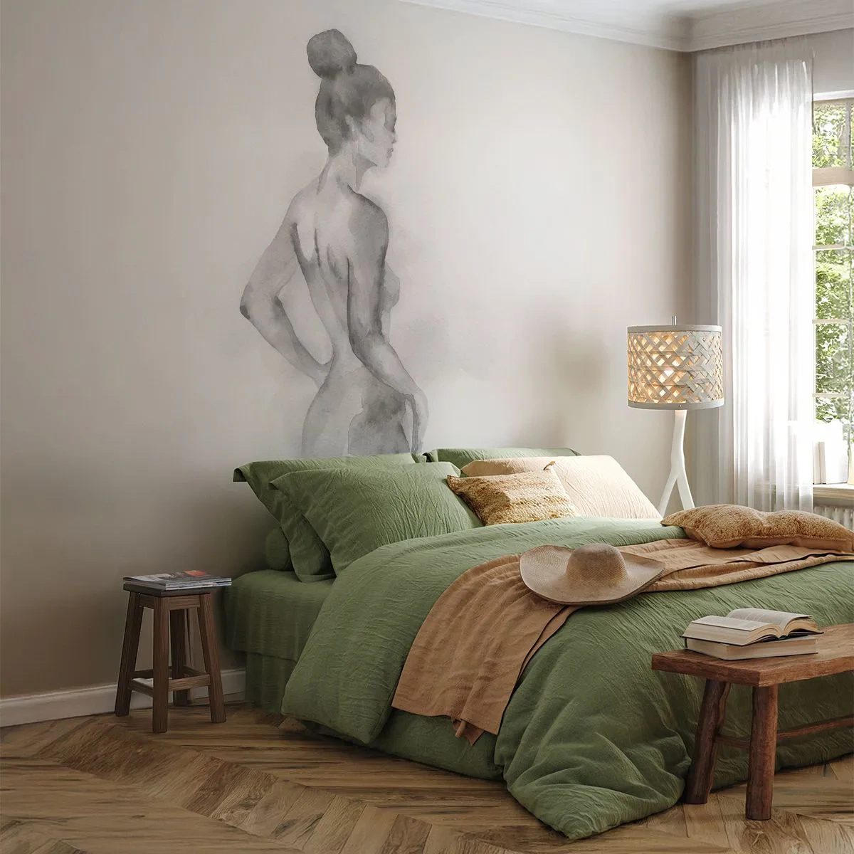 Tapet Premium Sand - Frumoasă ca o pictură - Femeie, Corp, Grafică - 100x70 cm