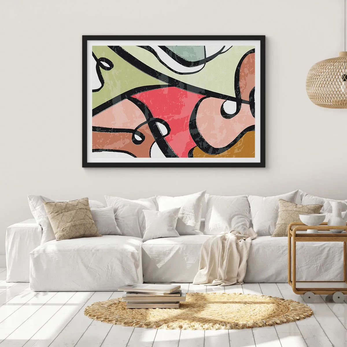 Poster în ramă neagră - Piruetă printre culori - 70x50 cm