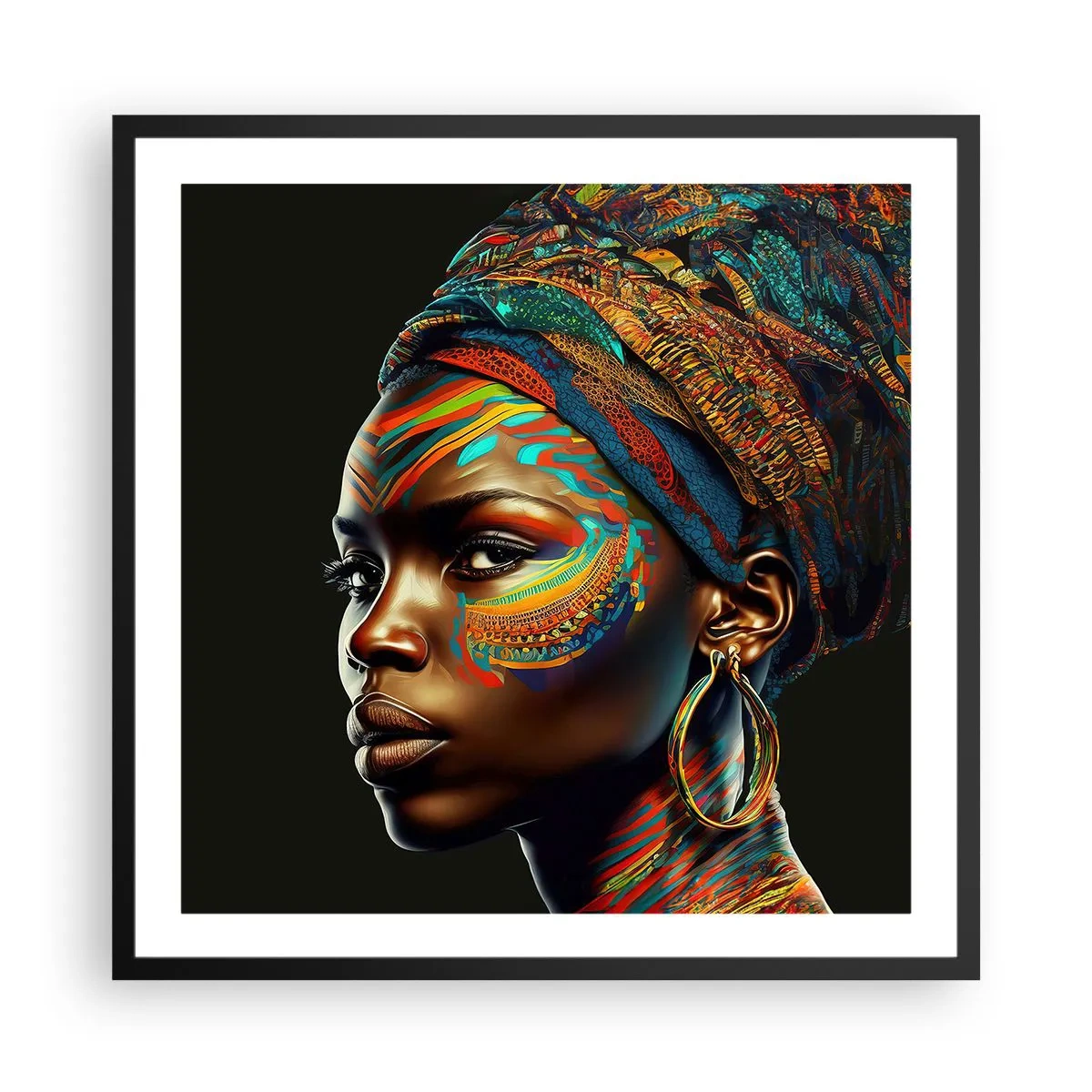 Poster în ramă neagră - Regina africană - 60x60 cm