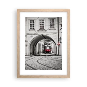 Poster în ramă de stejar deschis - Printr-un labirint urban - 30x40 cm