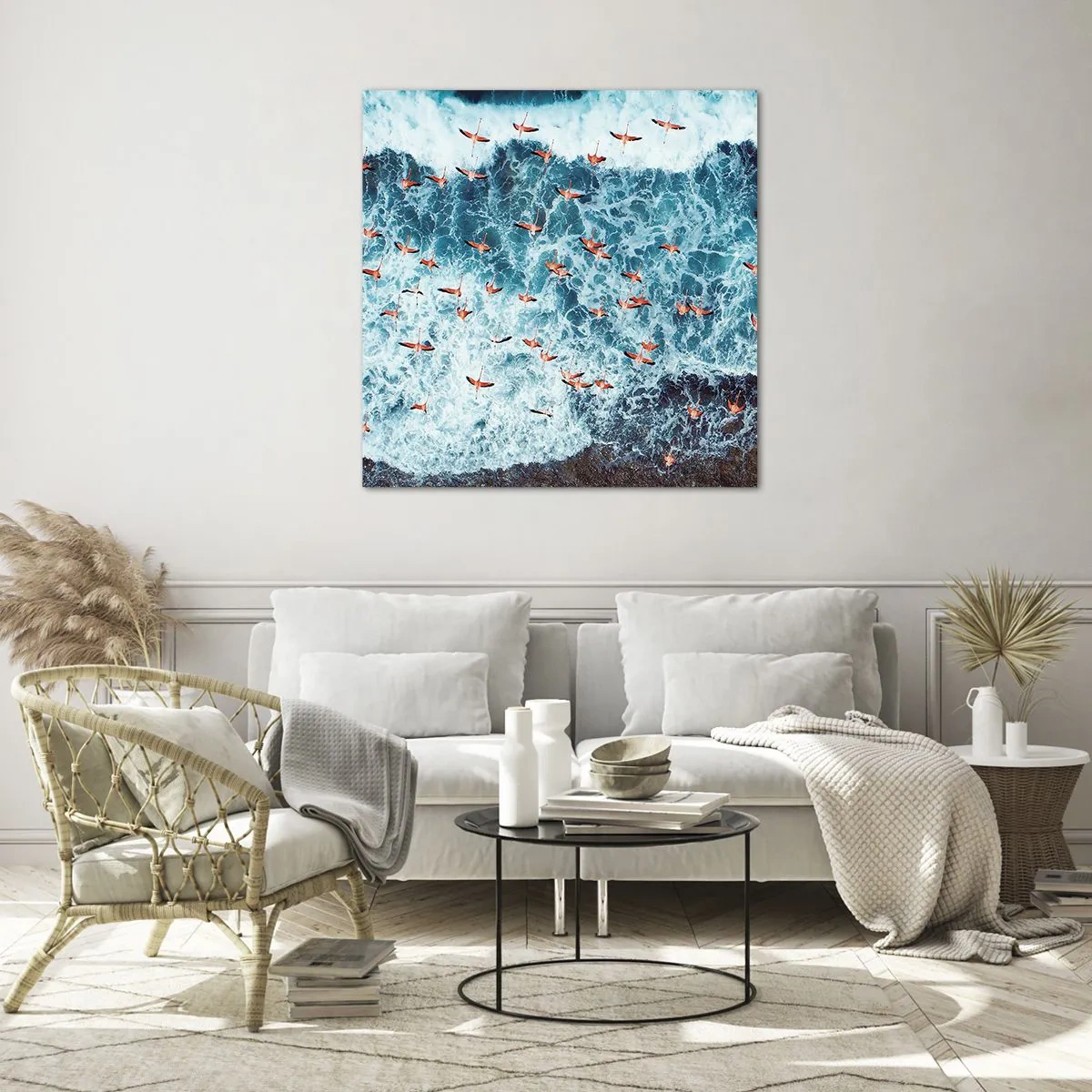 Tablou pe sticlă - Parada de la malul mării - 60x60 cm