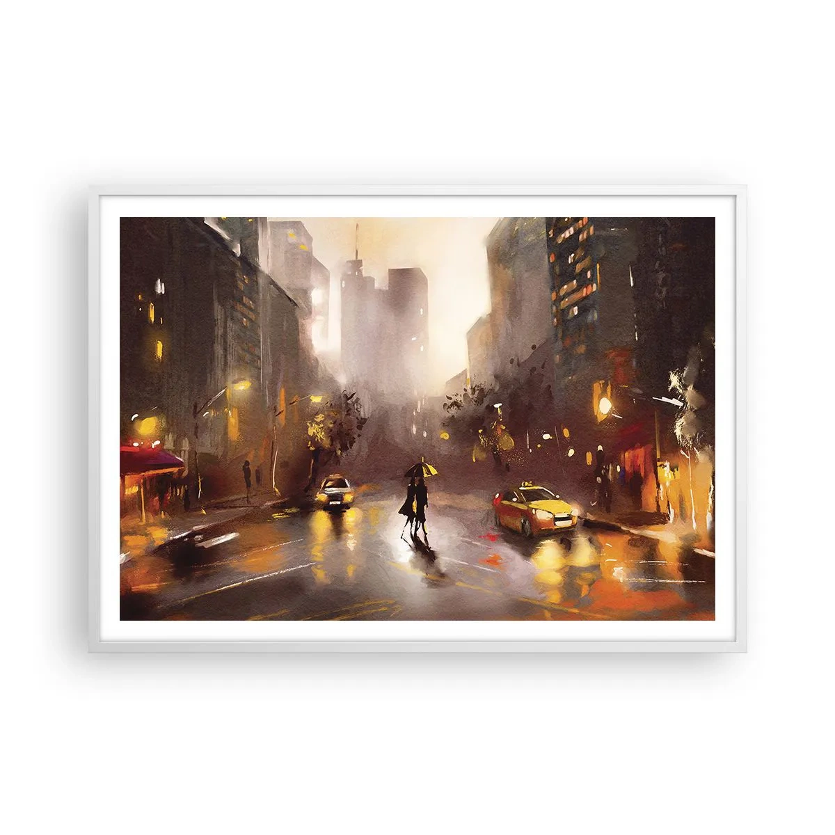 Poster în ramă albă - În luminile New York-ului - 100x70 cm
