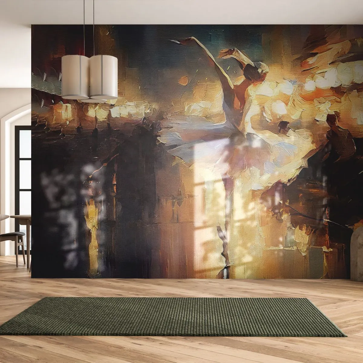 Tapet Premium Canvas - Un miracol în stradă - Balerină, Dans, Culoarea uleiului - 100x70 cm