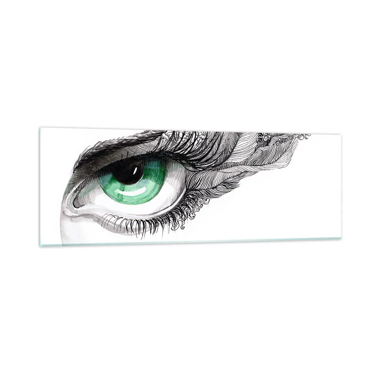 Tablou pe sticlă - Frumoasă și gata de atac - 90x30 cm