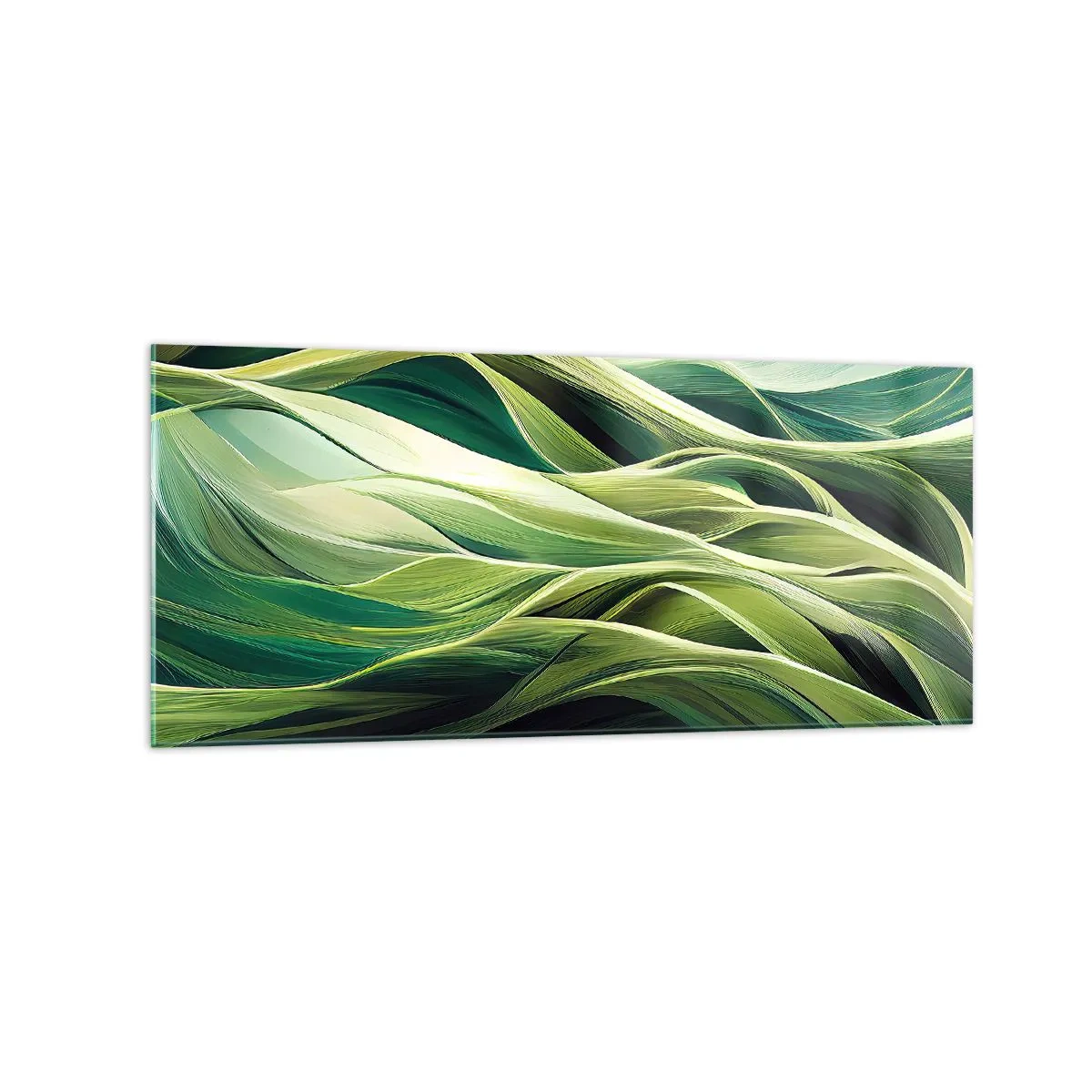 Tablou pe sticlă - Un joc abstract de verde - 120x50 cm
