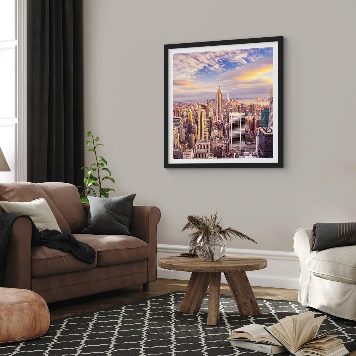 Poster în ramă neagră - Ajungeți la nori înșiși - 60x60 cm