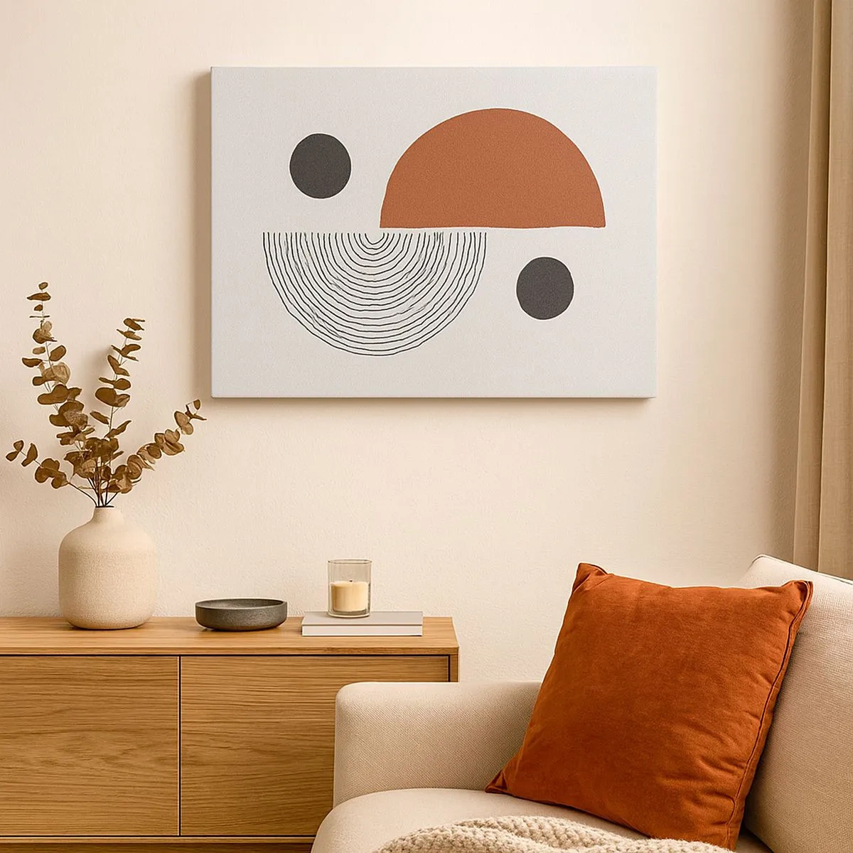 Tablou pe pânză Canvas - Forme geometrice în nuanțe de maro și negru - 70x50cm - Excelența roții - Decorațiune modernă pentru perete pentru living și dormitor ARTTOR