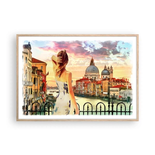 Poster în ramă de stejar deschis - Când vine vorba de aventură, doar în... - 100x70 cm