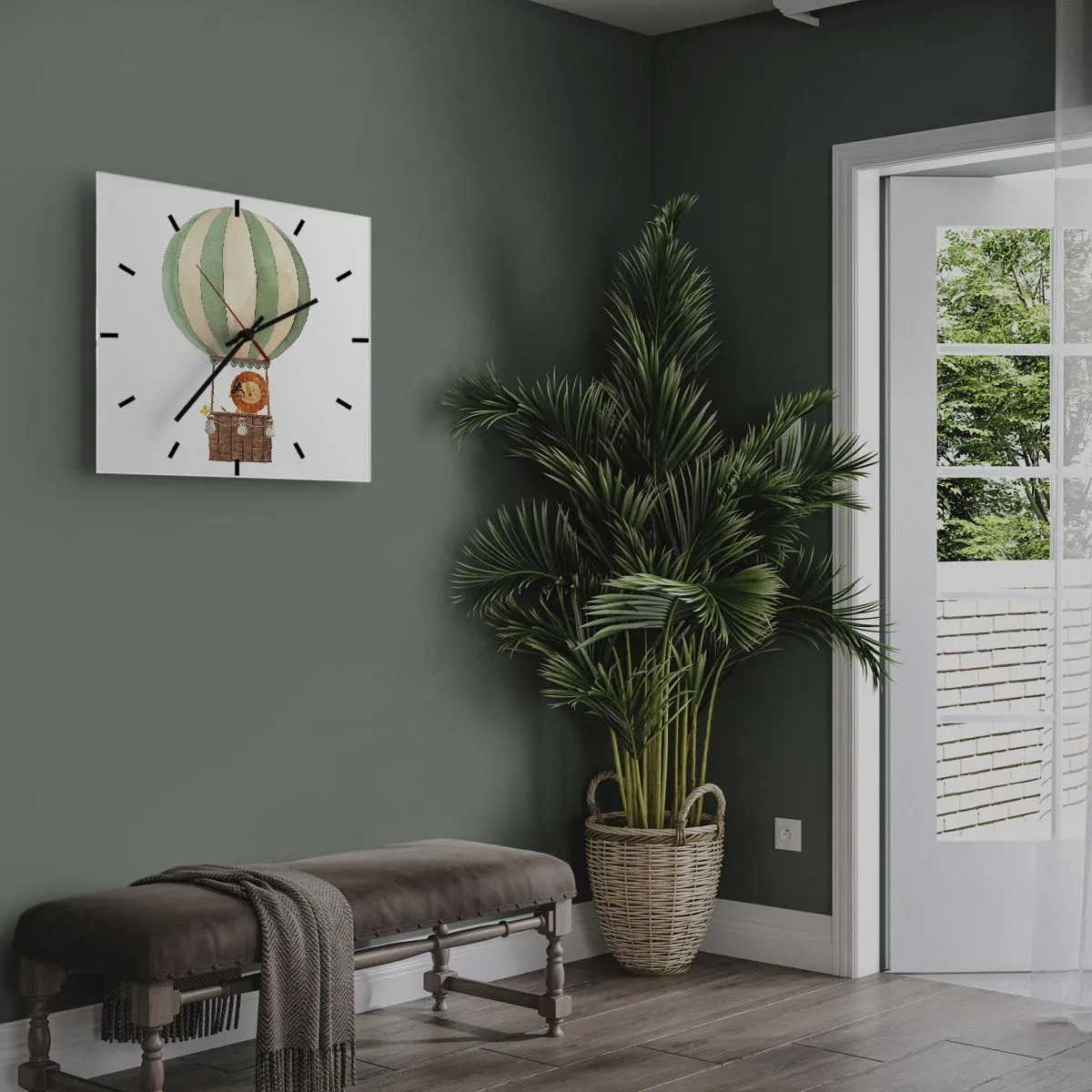 Ceas de perete - Ceas pe sticlă - Călătoriile lui Leon - 40x40 cm