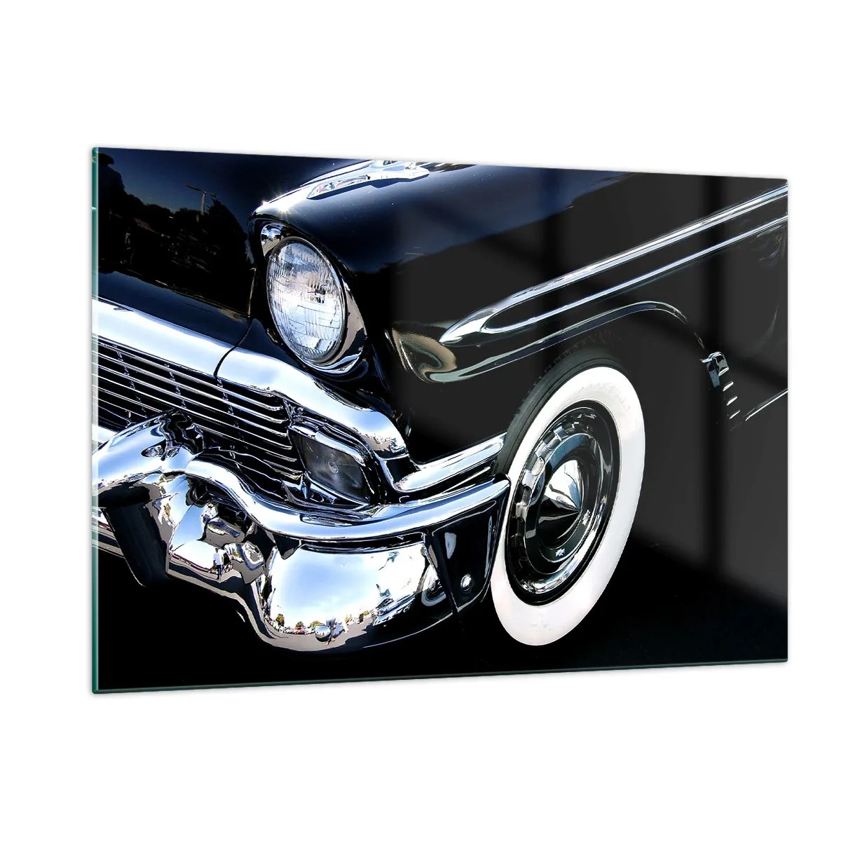 Tablou pe sticlă - Clasicul în argintiu, negru și alb - 120x80 cm