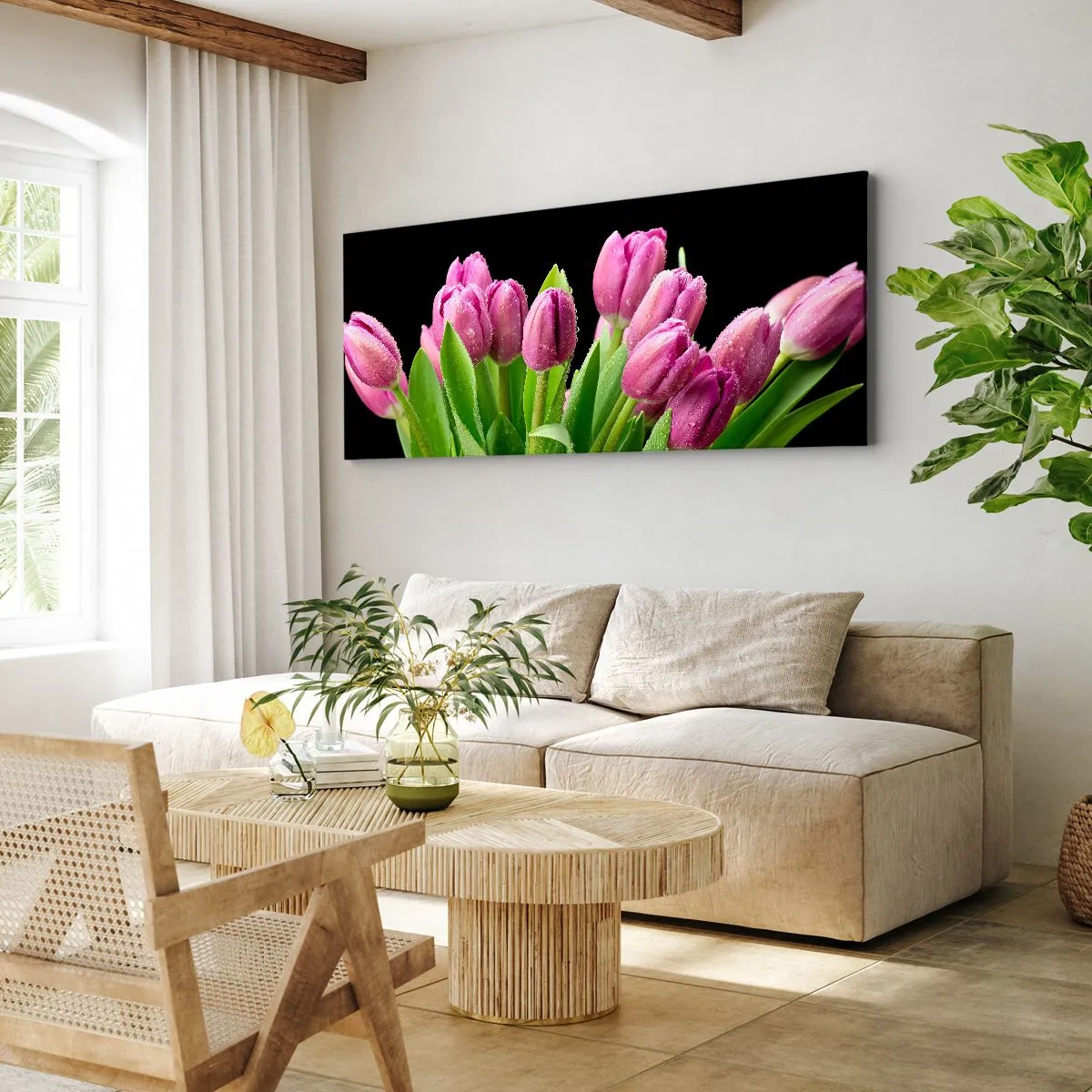 Tablou pe pânză - Bucurie de liliac de primăvară - 100x40 cm