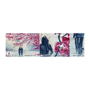 Mostră tapet autocolant Deluxe Sticker - Plimbare romantică - Paris, turnul Eiffel, Cuplu îndrăgostit - 100x30 cm