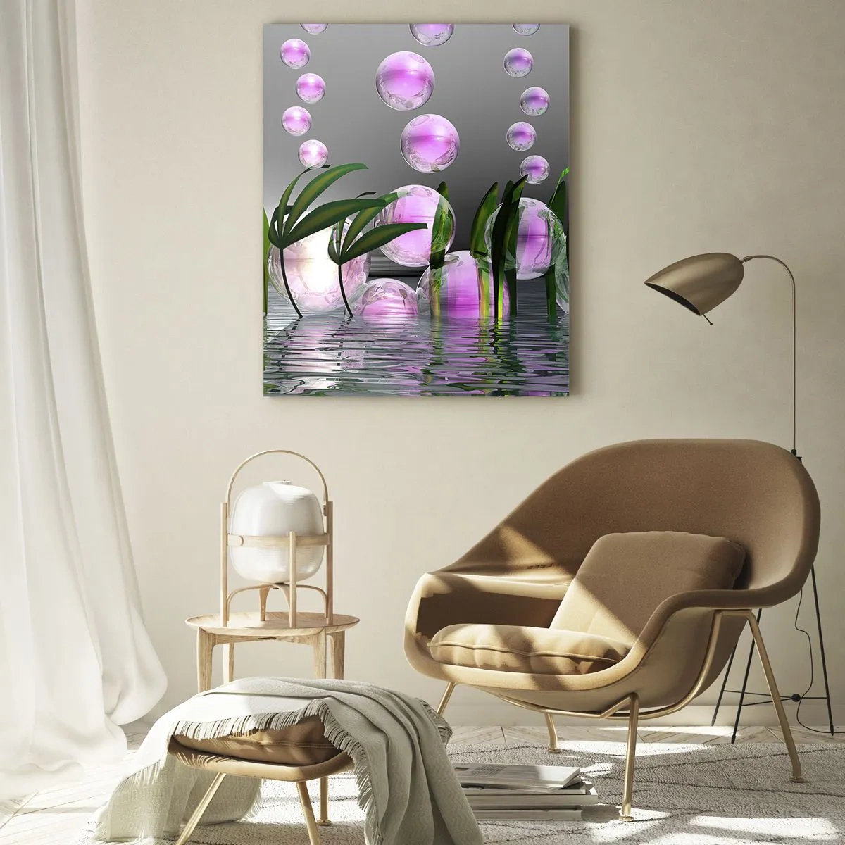 Tablou pe sticlă - O compoziție reflexivă de luminozitate și viață - 50x70 cm