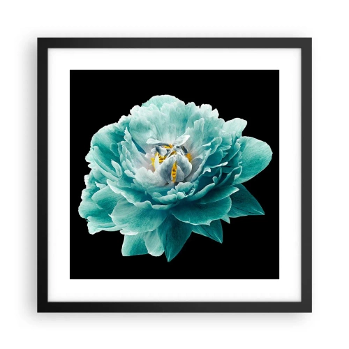 Poster în ramă neagră - Petale albastre și aurii - 40x40 cm