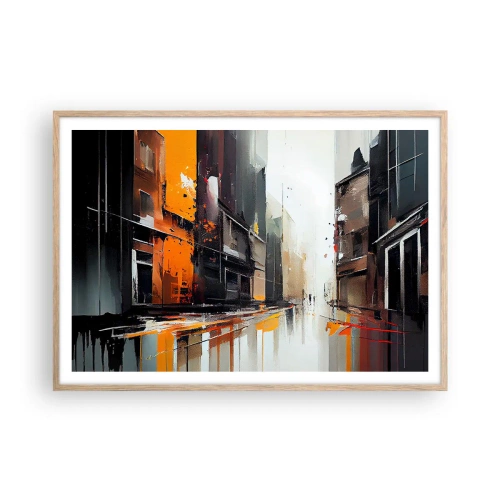Poster în ramă de stejar deschis - O zi ploioasă - 100x70 cm