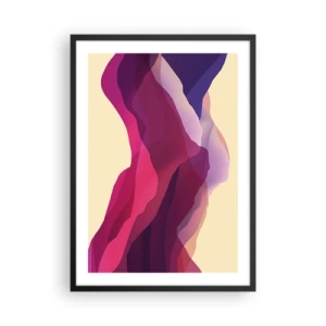 Poster în ramă neagră - Valuri abstracte în nuanțe de violet pe un fundal deschis - 50x70cm - Valuri de violet - Decorațiune modernă pentru perete pentru living și dormitor ARTTOR