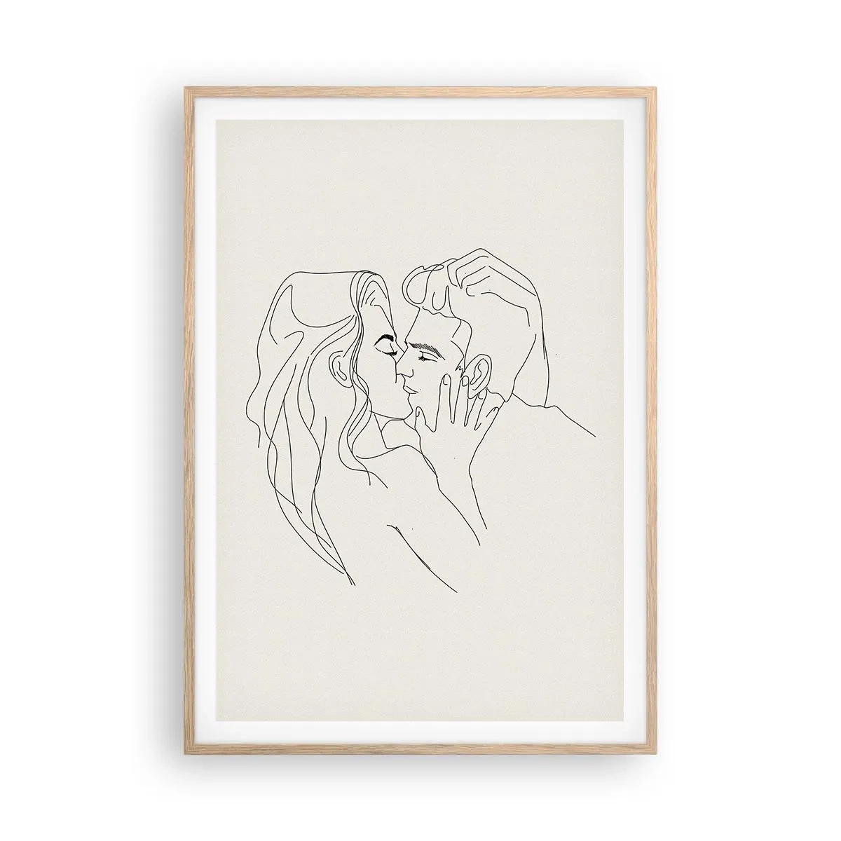 Poster în ramă de stejar deschis - Încurcați în sentimente - 70x100 cm