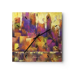 Ceas de perete - Ceas pe sticlă - Compoziția metropolitană - 30x30 cm