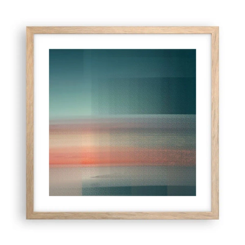 Poster în ramă de stejar deschis - Abstracție: unde de lumină - 40x40 cm