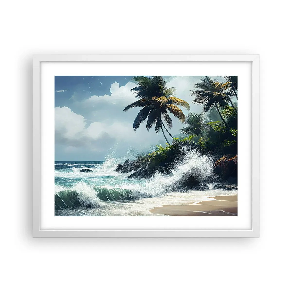 Poster în ramă albă - Pe un țărm tropical - 50x40 cm