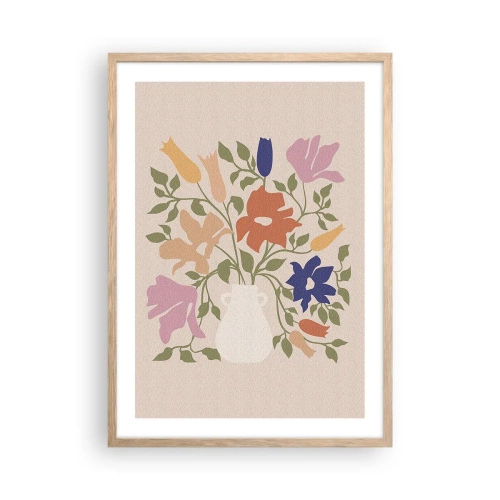 Poster în ramă de stejar deschis - Buchet delicat - 50x70 cm