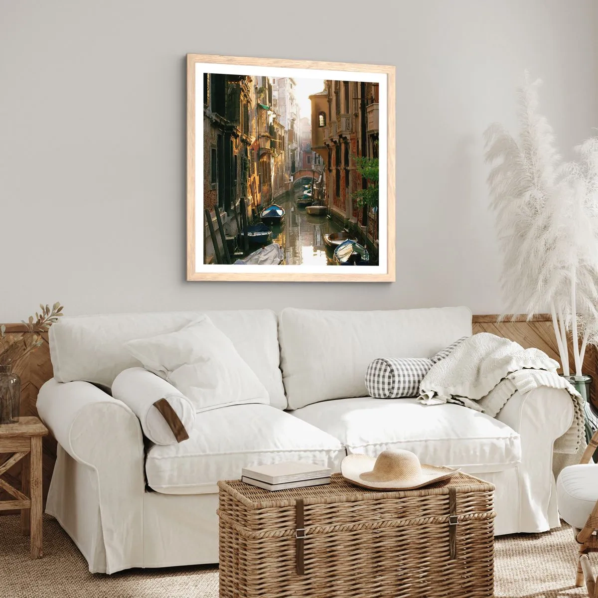 Poster în ramă de stejar deschis - Pe o străduță venețiană - 40x40 cm