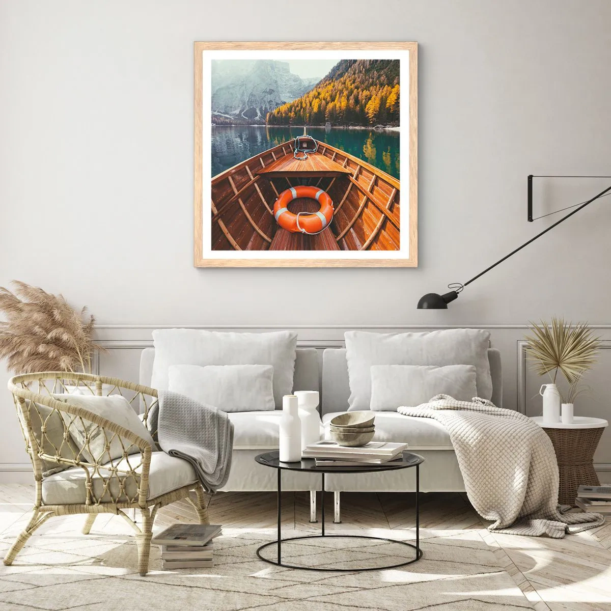 Poster în ramă de stejar deschis - Excursie pe munte - 30x30 cm