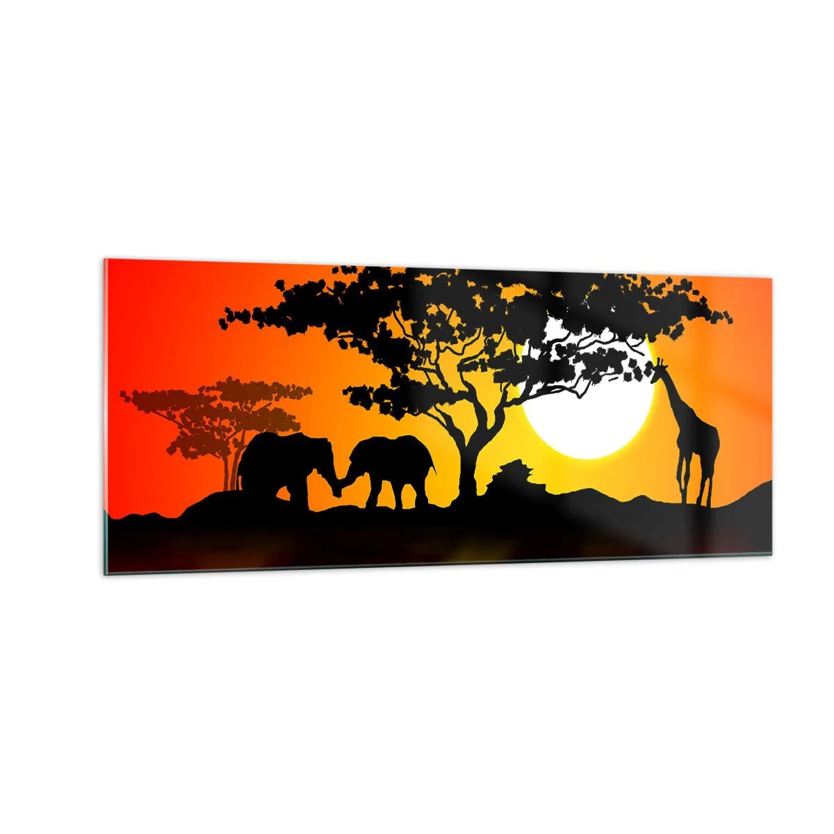 Tablou pe sticlă - Întâlnire în savană - 100x40 cm