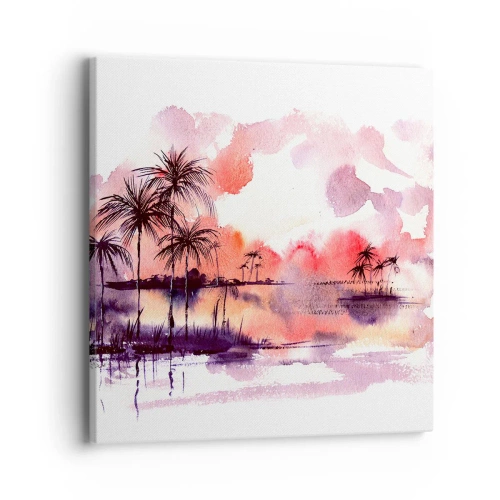 Tablou pe pânză - Liniștea tropicelor în roșu - 40x40 cm
