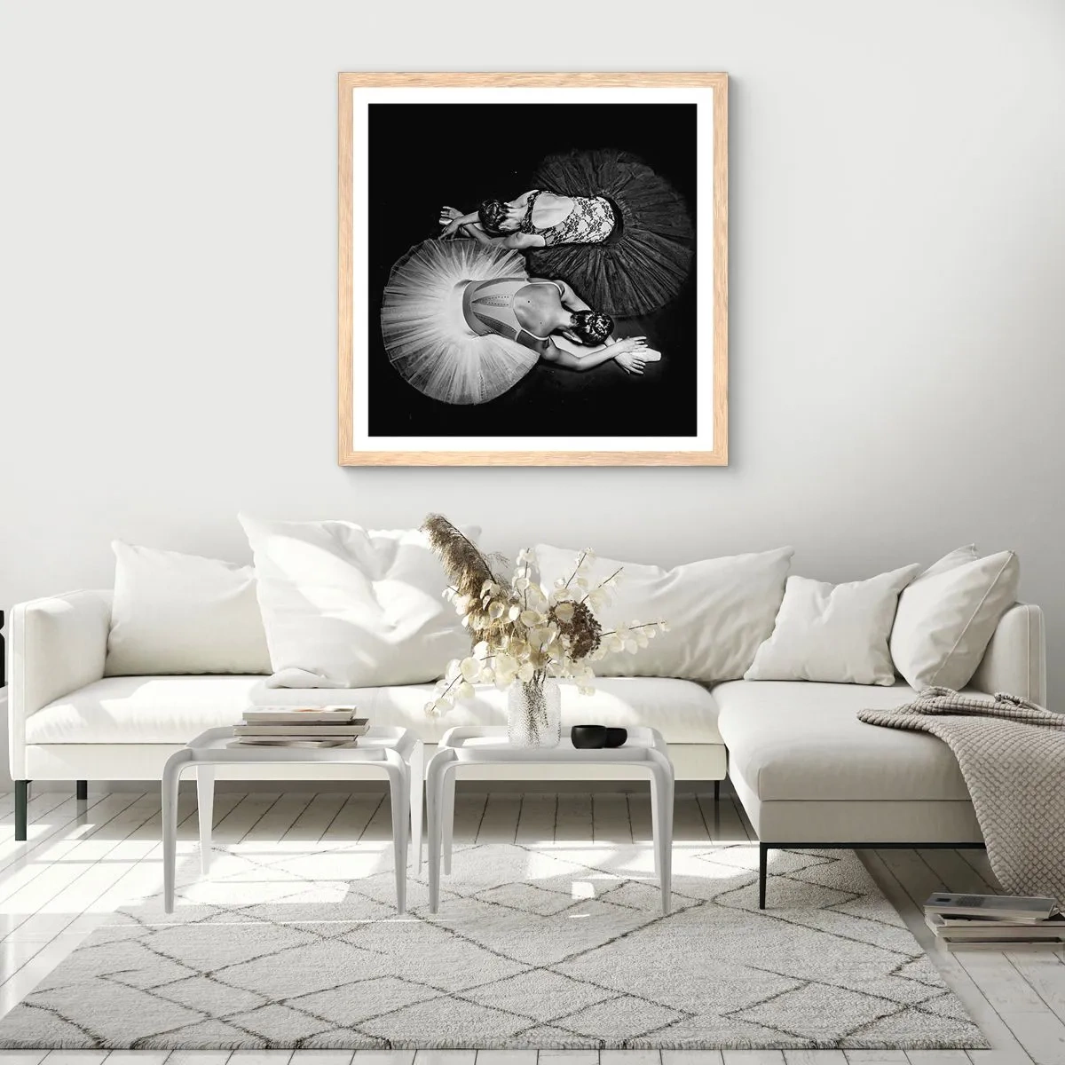 Poster în ramă de stejar deschis - Yin și yang - echilibrul perfect - 40x40 cm