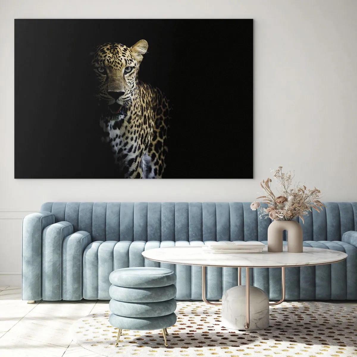 Tablou pe sticlă - Leul în umbră - 70x50cm - Frumusețe întunecată - Decorațiune modernă pentru perete pentru living și dormitor ARTTOR