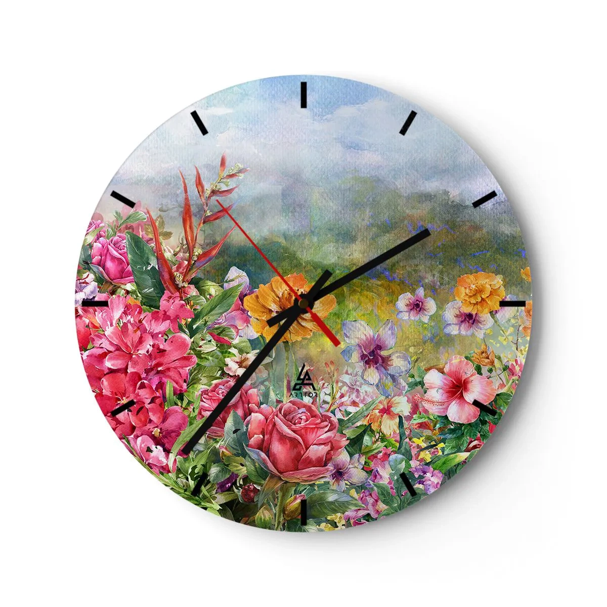 Ceas de perete - Ceas pe sticlă - O grădină înnebunită - 40x40 cm