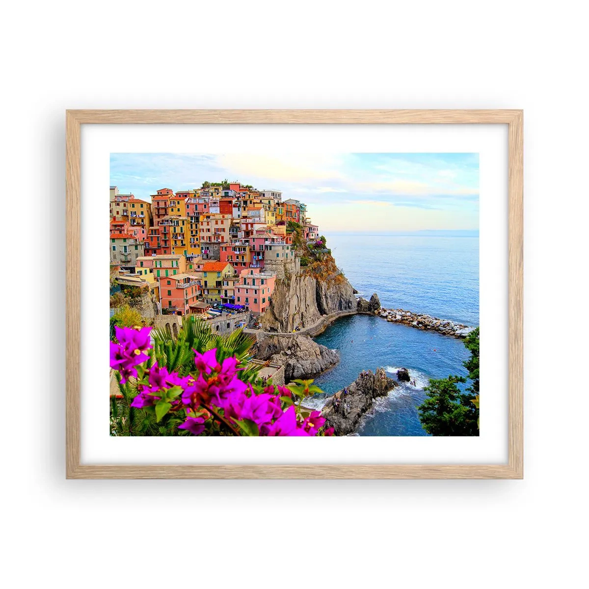 Poster în ramă de stejar deschis - Un oraș care râde - 50x40 cm