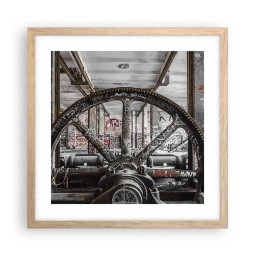Poster în ramă de stejar deschis - Viața secretă a unei fabrici - 40x40 cm