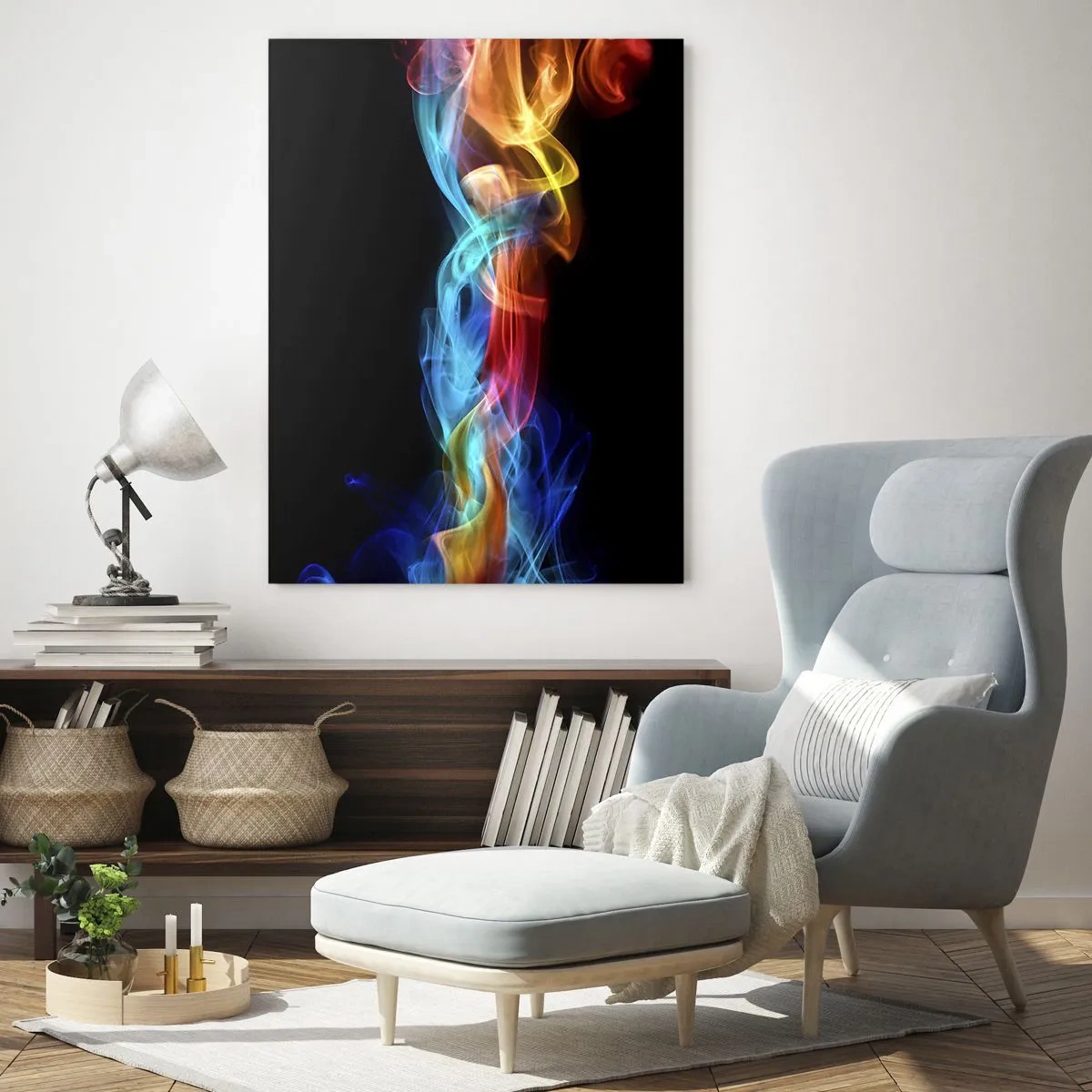 Tablou pe sticlă - Dansul curcubeului în brumă - 50x70 cm
