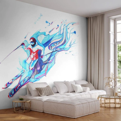 Tapet Premium Sand - Graba nebună după bucurie - Abstracția, Schiuri, Schior - 100x70 cm