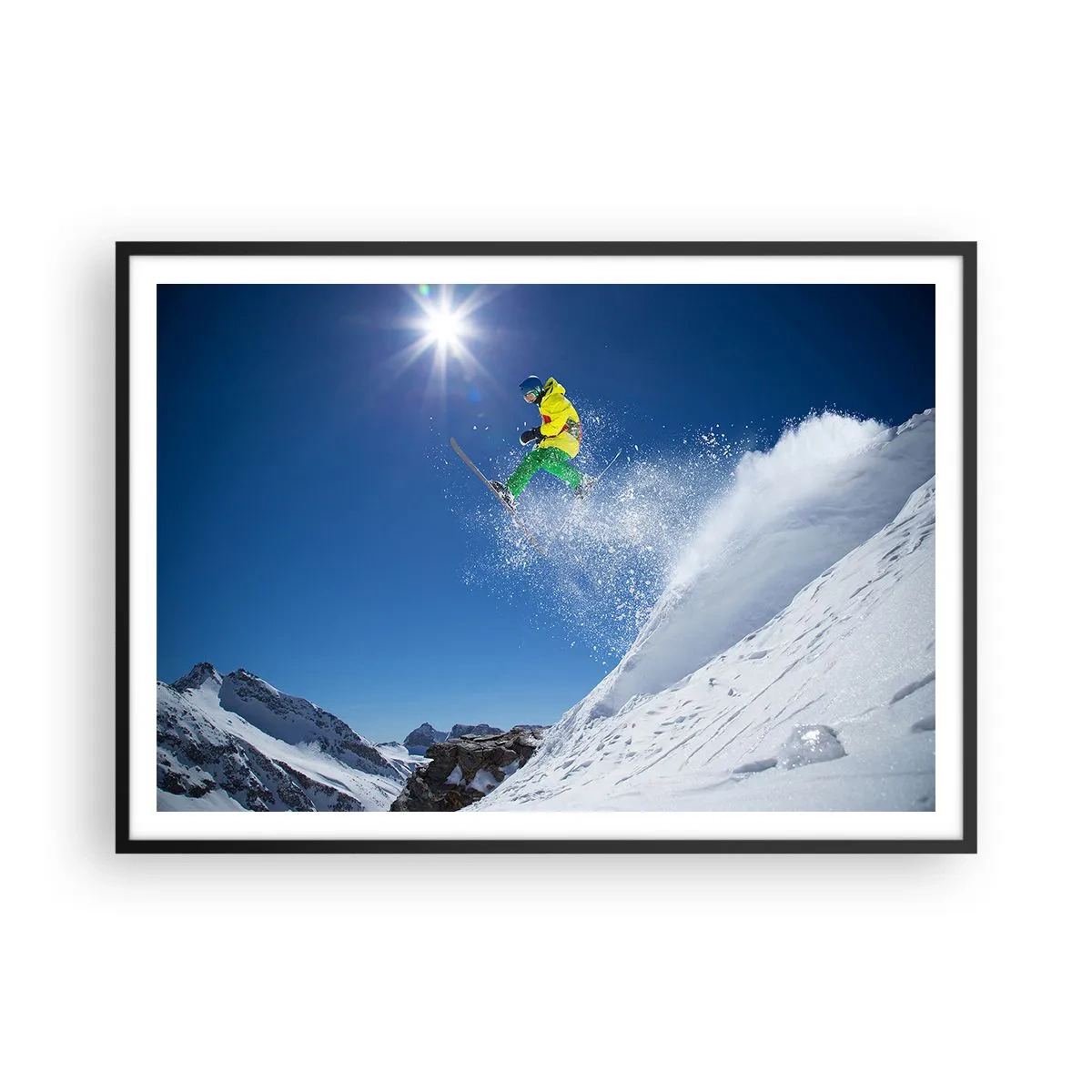 Poster în ramă neagră - Dansând cu munții - 100x70 cm