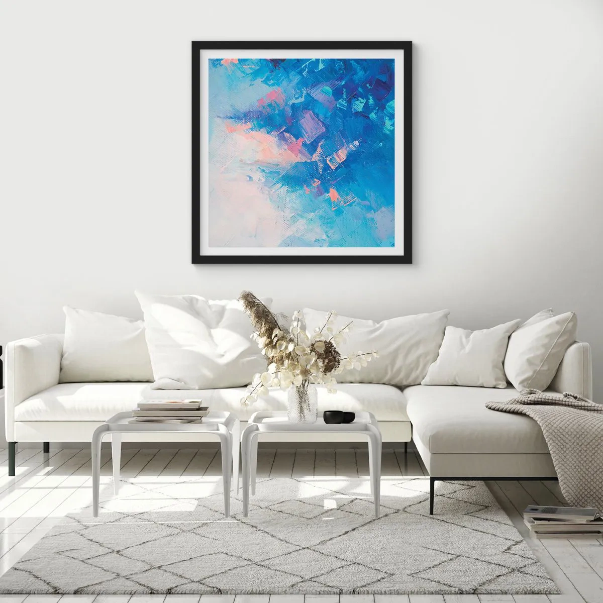 Poster în ramă neagră - Abstracție de iarnă - 60x60 cm