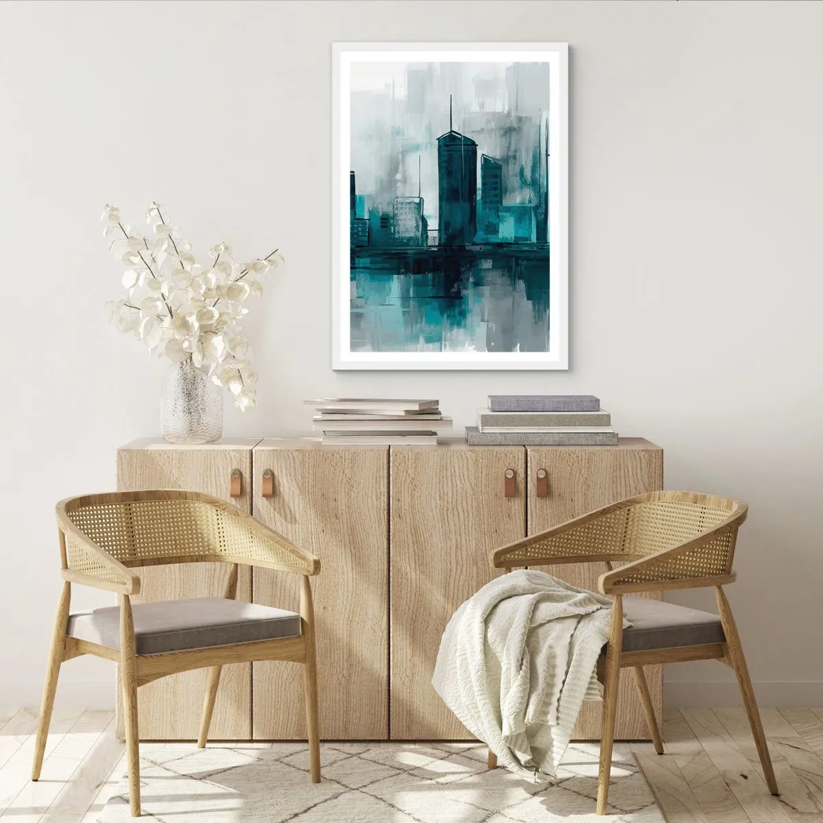Poster în ramă albă - Un oraș de culoarea ploii - 61x91 cm
