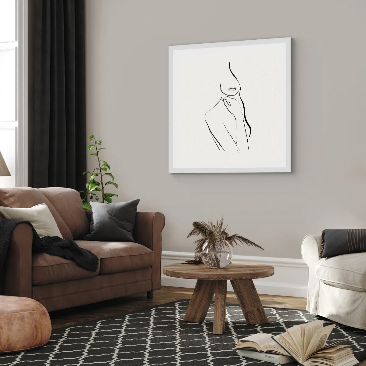 Poster în ramă albă - Val de melancolie - 30x30 cm