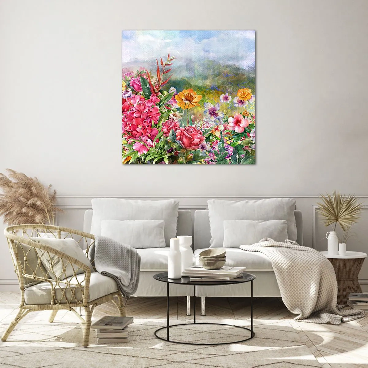 Tablou pe sticlă - O grădină înnebunită - 50x50 cm