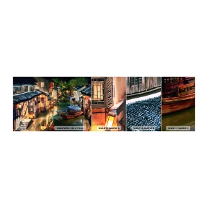 Mostră de Tapet Standard Eco - O seară pe o stradă chinezească - Peisaj, Oraș, Asia - 100x30 cm