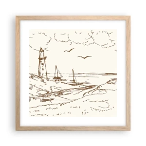 Poster în ramă de stejar deschis - Schiță de amintiri de vară - 40x40 cm