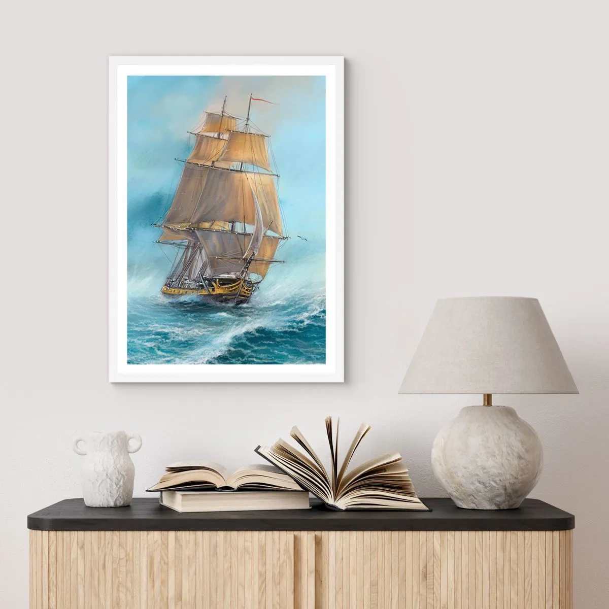 Poster în ramă albă - Rulează pe valuri - 30x40 cm