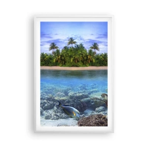 Poster în ramă albă - Insula paradisiacă vă invită - 61x91 cm