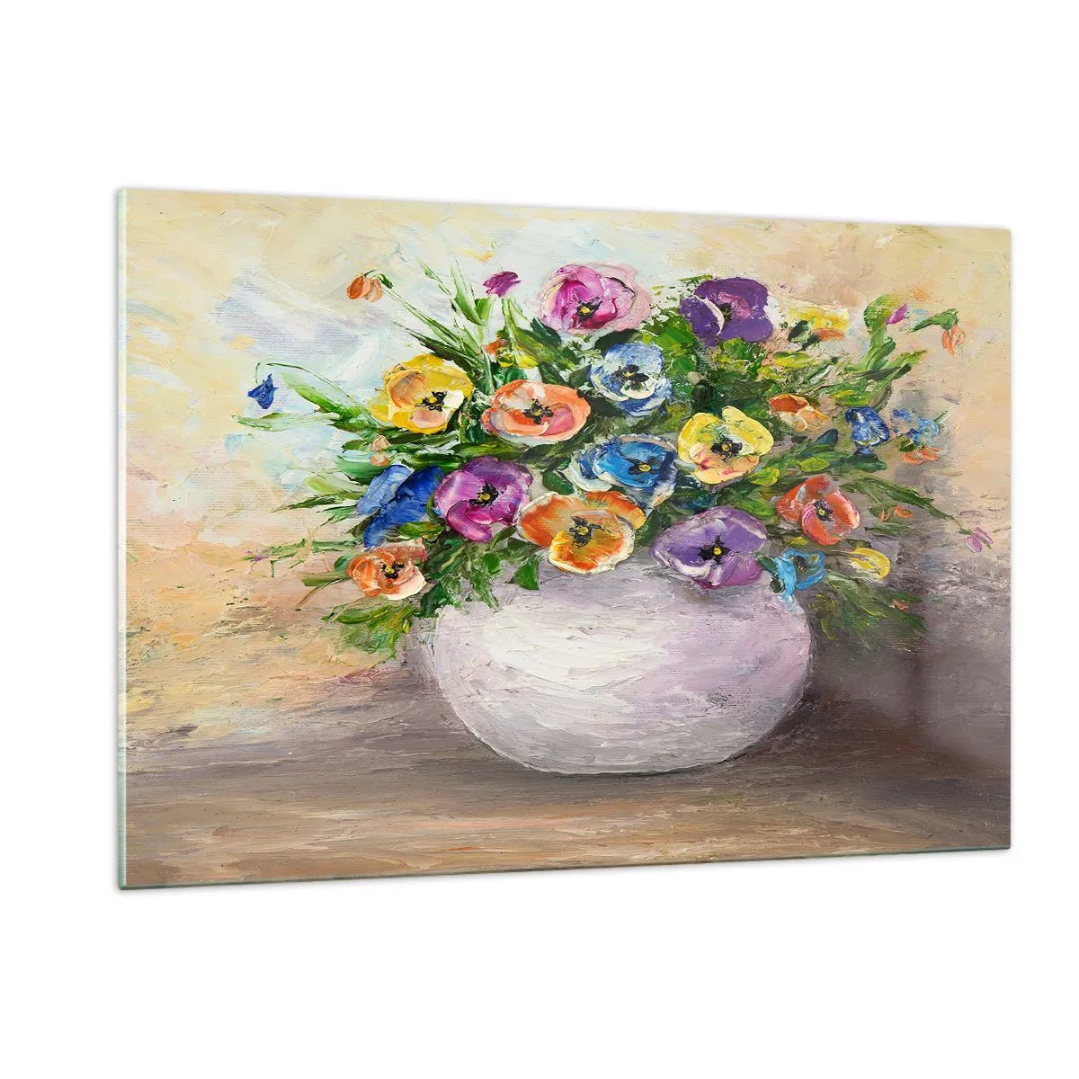 Tablou pe sticlă - Natură moartă cu vază albă - 120x80 cm