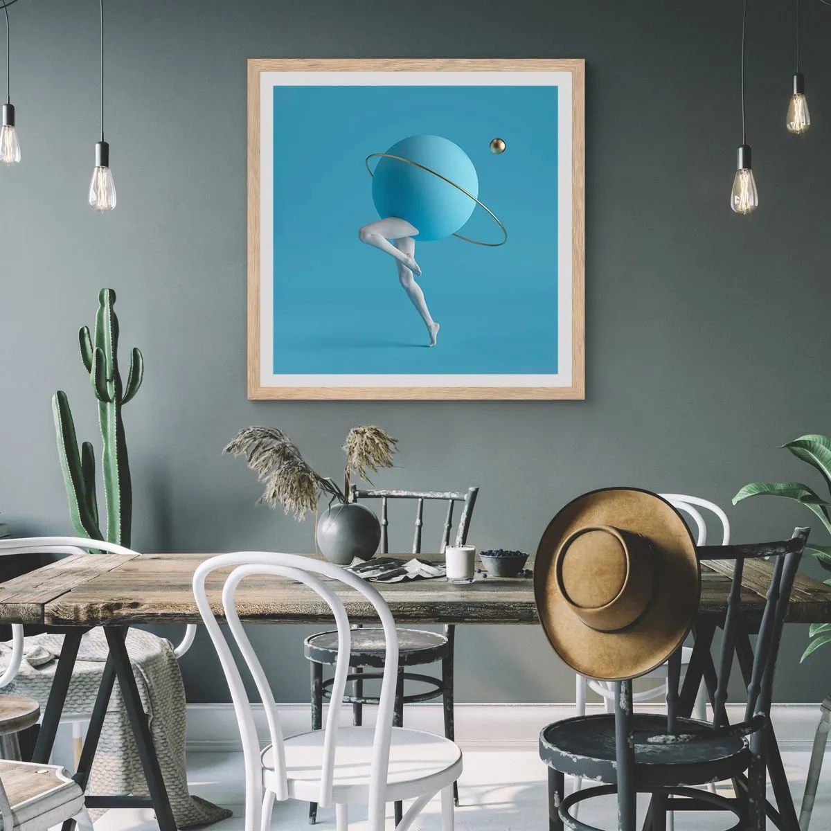 Poster în ramă de stejar deschis - Și planetele o iau razna - 50x50 cm