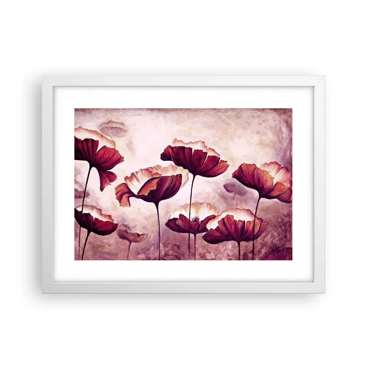 Poster în ramă albă - Fulgi roșii și albi - 40x30 cm